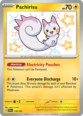 Paldean Fates - 138/091 - Pachirisu - Shiny Pokemon kaarten Kopen - LuiopZondag TCG Store Assen