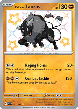 Paldean Fates - 172/091 - Paldean Tauros - Shiny Pokemon kaarten Kopen - LuiopZondag TCG Store Assen