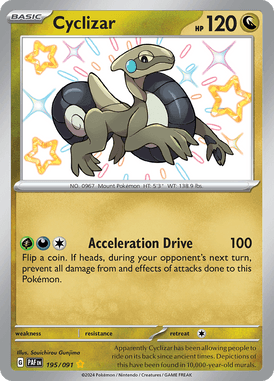 Paldean Fates - 195/091 - Cyclizar - Shiny Pokemon kaarten Kopen - LuiopZondag TCG Store Assen