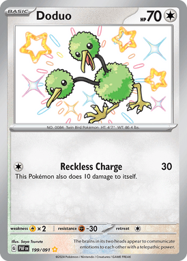 Paldean Fates - 199/091 - Doduo - Shiny Pokemon kaarten Kopen - LuiopZondag TCG Store Assen