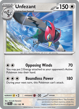 Temporal Forces - 135/162 - Unfezant - Losse Pokemon kaarten Kopen - LuiopZondag TCG Store Assen
