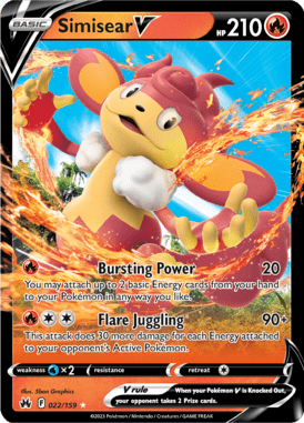 Crown Zenith - 022/159 - Simisear V - Pokemon kaarten Kopen - LuiopZondag TCG Store Assen