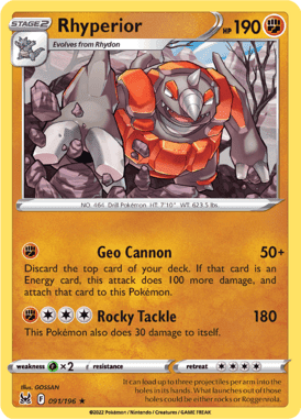 Lost Origin - 091/196 - Rhyperior - LuiopZondag.nl