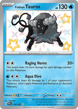 Paldean Fates - 120/091 - Paldean Tauros - Shiny Pokemon kaarten Kopen - LuiopZondag TCG Store Assen
