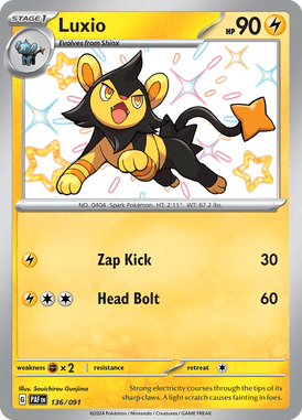 Paldean Fates - 136/091 - Luxio - Shiny Pokemon kaarten Kopen - LuiopZondag TCG Store Assen