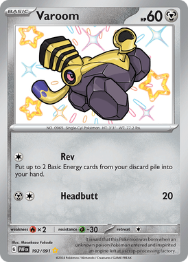 Paldean Fates - 192/091 - Varoom - Shiny Pokemon kaarten Kopen - LuiopZondag TCG Store Assen