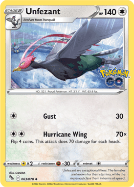 Pokémon GO - 063/078 - Unfezant - LuiopZondag.nl