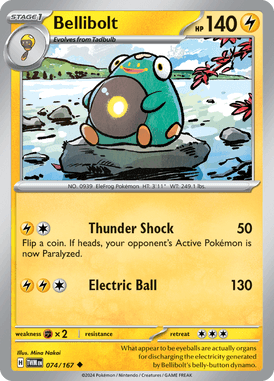 Twilight Masquerade - 074/167 - Bellibolt - Losse Pokemon Kopen - LuiopZondag TCG Store Assen