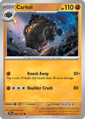 Temporal Forces - 094/162 - Carkol - Losse Pokemon kaarten Kopen - LuiopZondag TCG Store Assen