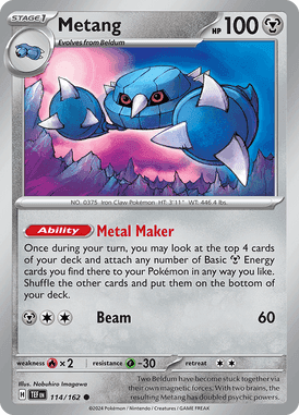 Temporal Forces - 114/162 - Metang - Losse Pokemon kaarten Kopen - LuiopZondag TCG Store Assen

