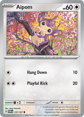 Twilight Masquerade - 137/167 - Aipom - Losse Pokemon Kopen - LuiopZondag TCG Store Assen
