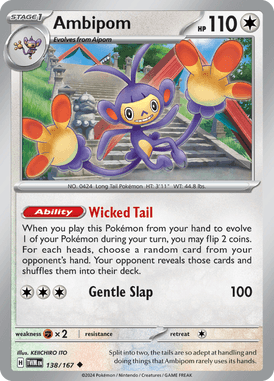 Twilight Masquerade - 138/167 - Ambipom - Losse Pokemon Kopen - LuiopZondag TCG Store Assen
